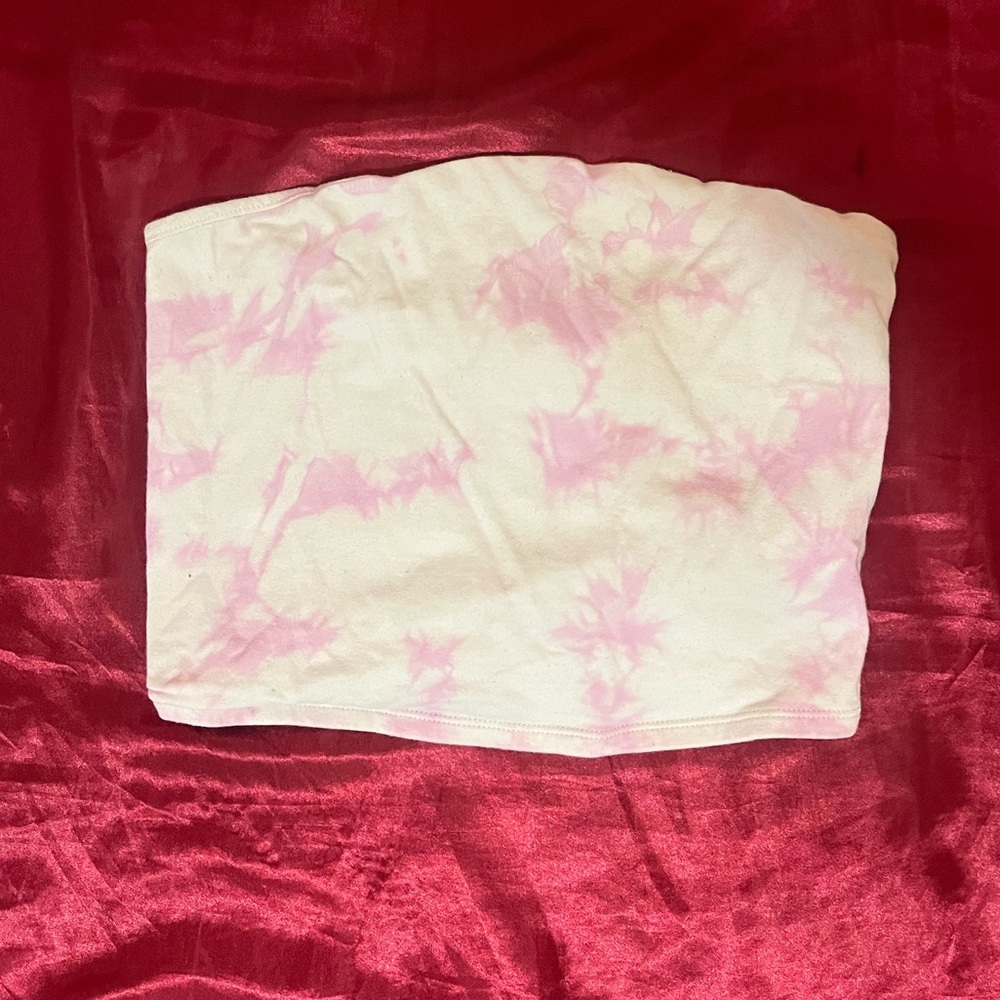 GARAGE Purple and White Tie Dye Tube Top XS